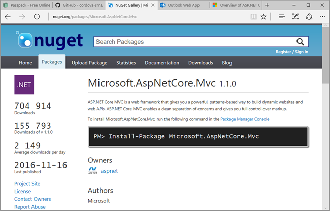 Install-Package Microsoft.AspNetCore.Mvc